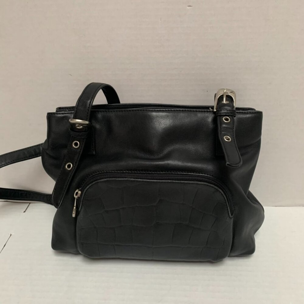 Stone Mountain Black Leather Crossbody/Shoulder Bag Purse